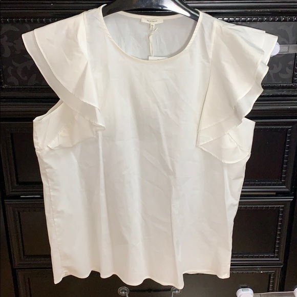 Pleione Tops - Pleione white top with ruffle sleeve size L
